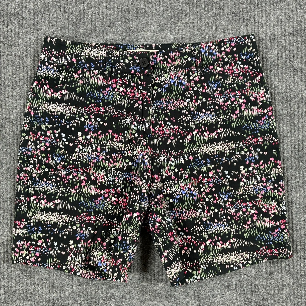 Talbots Womens Bermuda Shorts Size 4 Black Multicolor Floral Print Chino
